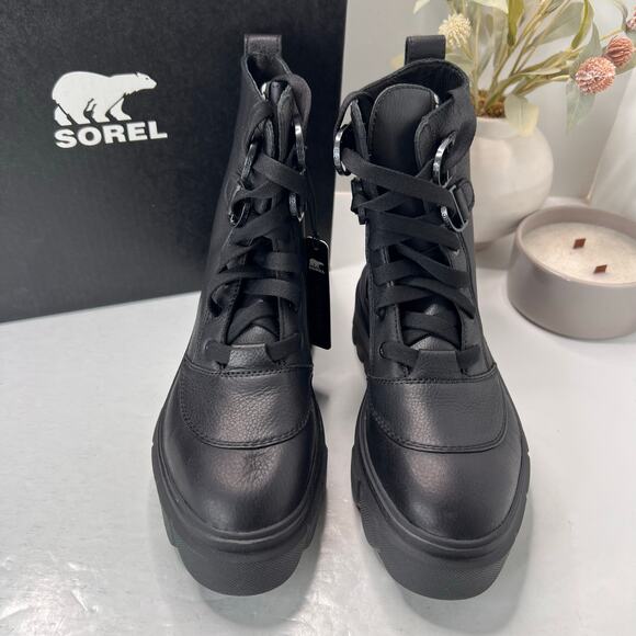 Sorel Caribou X Leather Boot Lace Waterproof Black NL5015-010 Women 8 NWOB FLAW - Picture 5 of 13